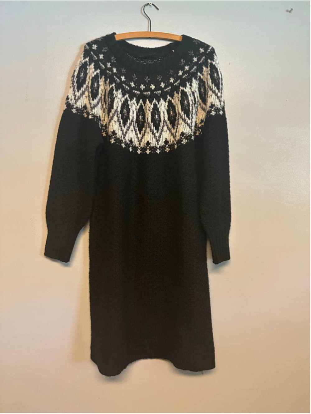 Lane Bryant Fair Isle Sweater Dress Black White Women’s Size 14/16